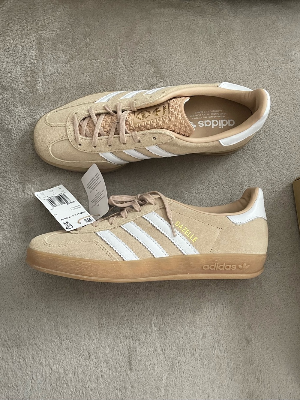 Adidas Gazelle Suede Sneakers - Beige/White Women’s Size 9 NWT - Picture 6 of 11